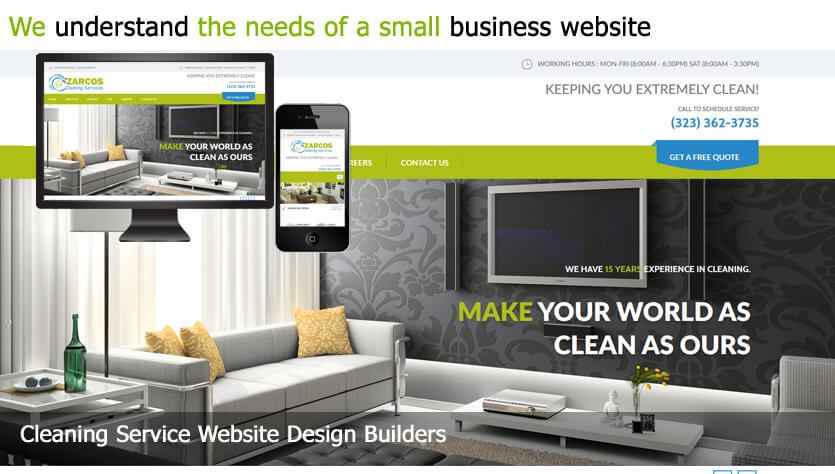 cleaning service web design template site builder