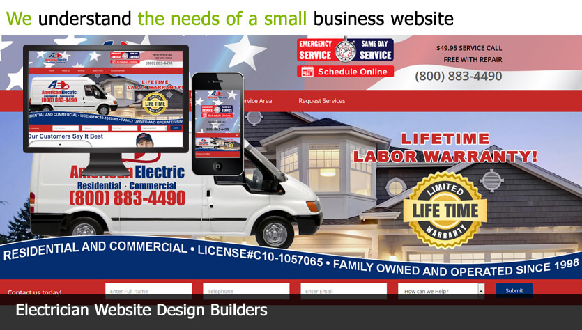 electrician web design template site builder